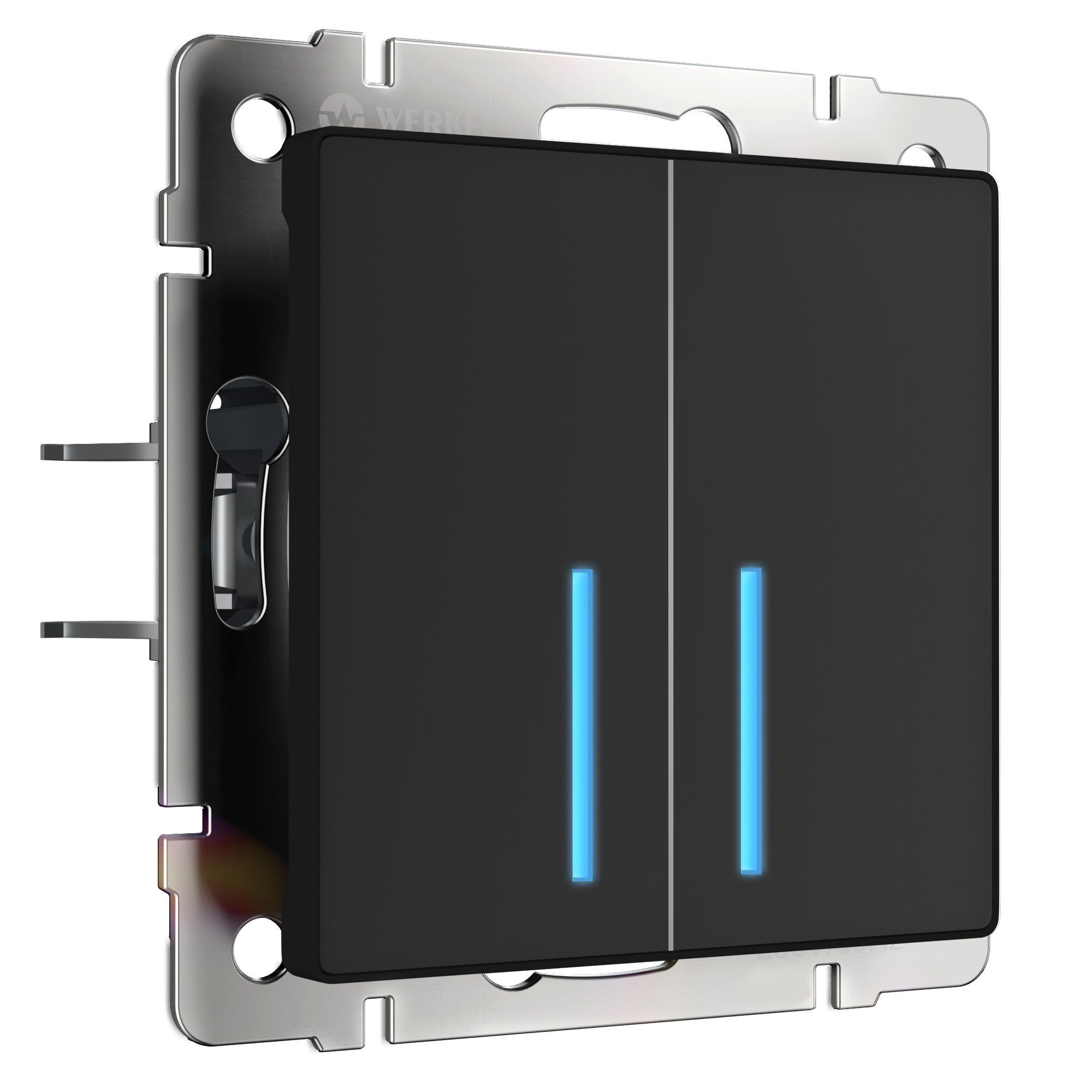 фото Умный выключатель сенсорный werkel minimir home (a048327) двухклавишный скрытая установка черный