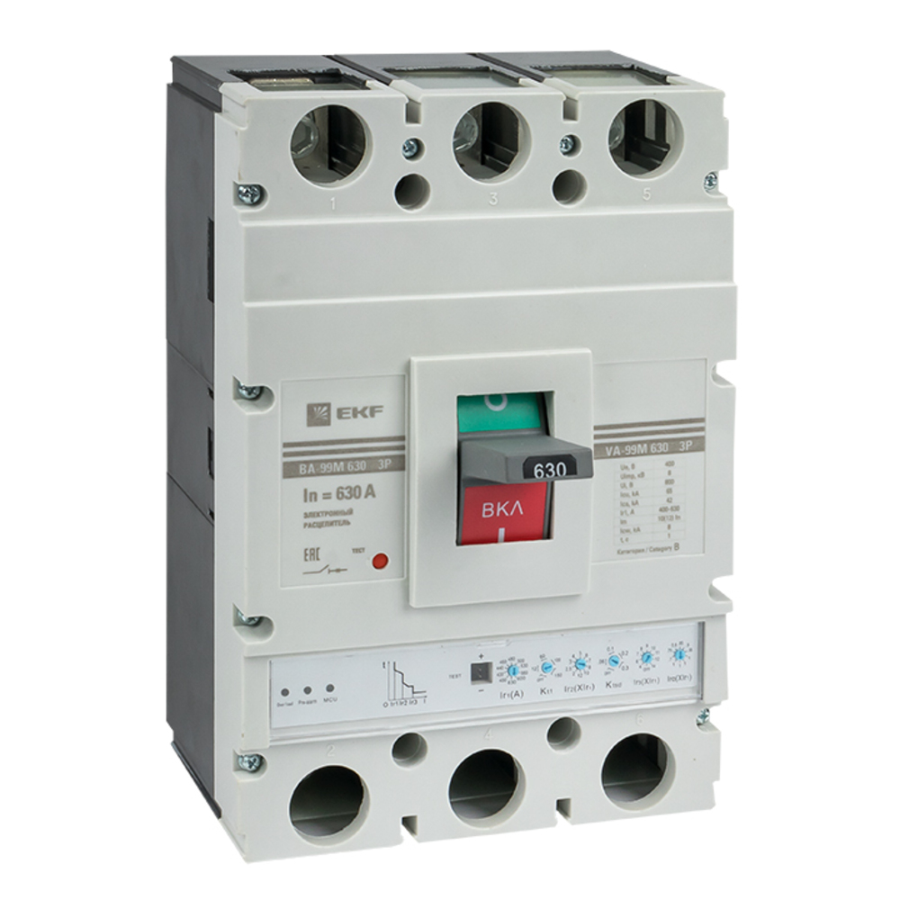 фото Автоматический выключатель ekf proxima ва-99м (mccb99-630-630me) 3p 630а тип a 50 ка 400 в на монтажную плату