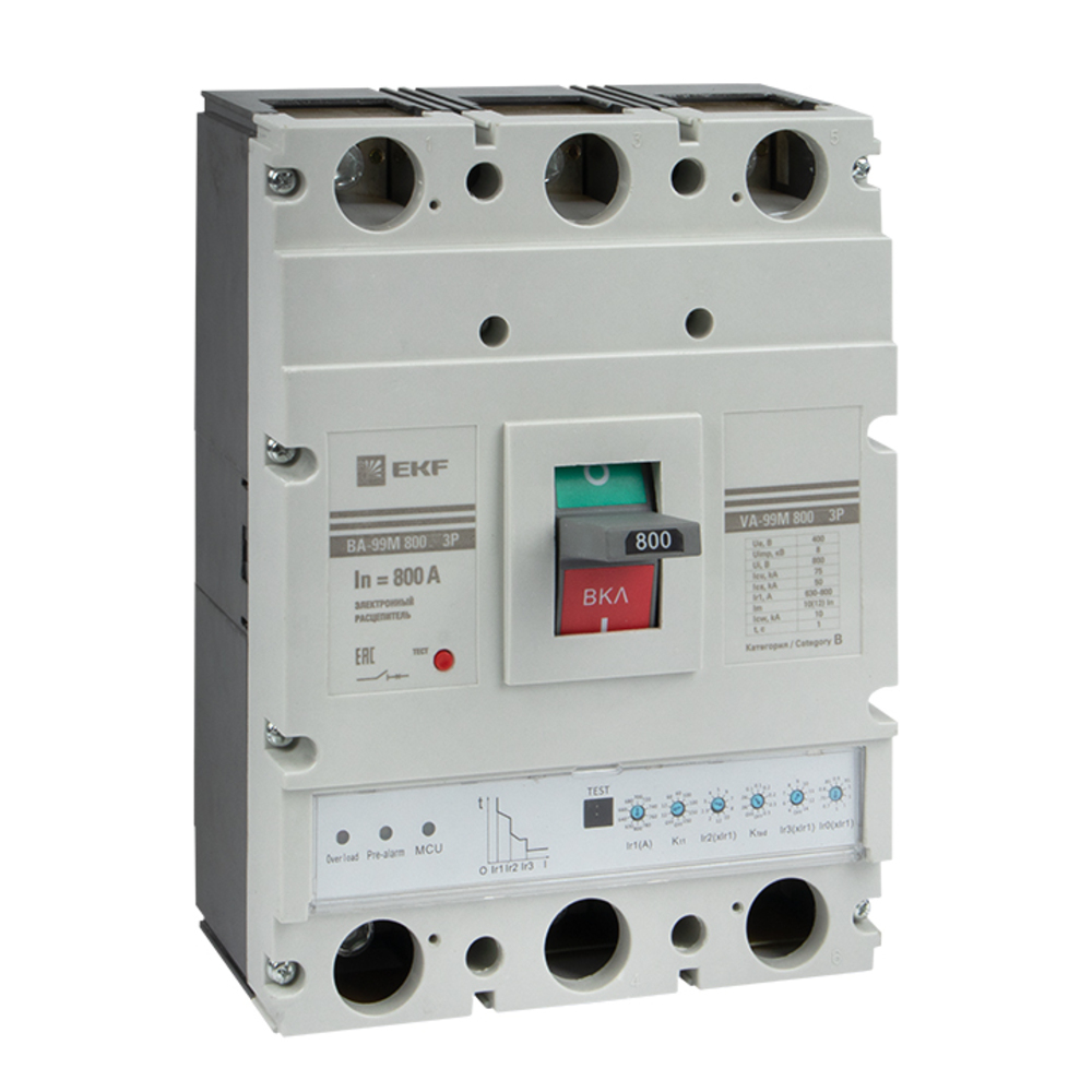 фото Автоматический выключатель ekf proxima ва-99м (mccb99-800-800me) 3p 800а тип a 35 ка 400 в на монтажную плату