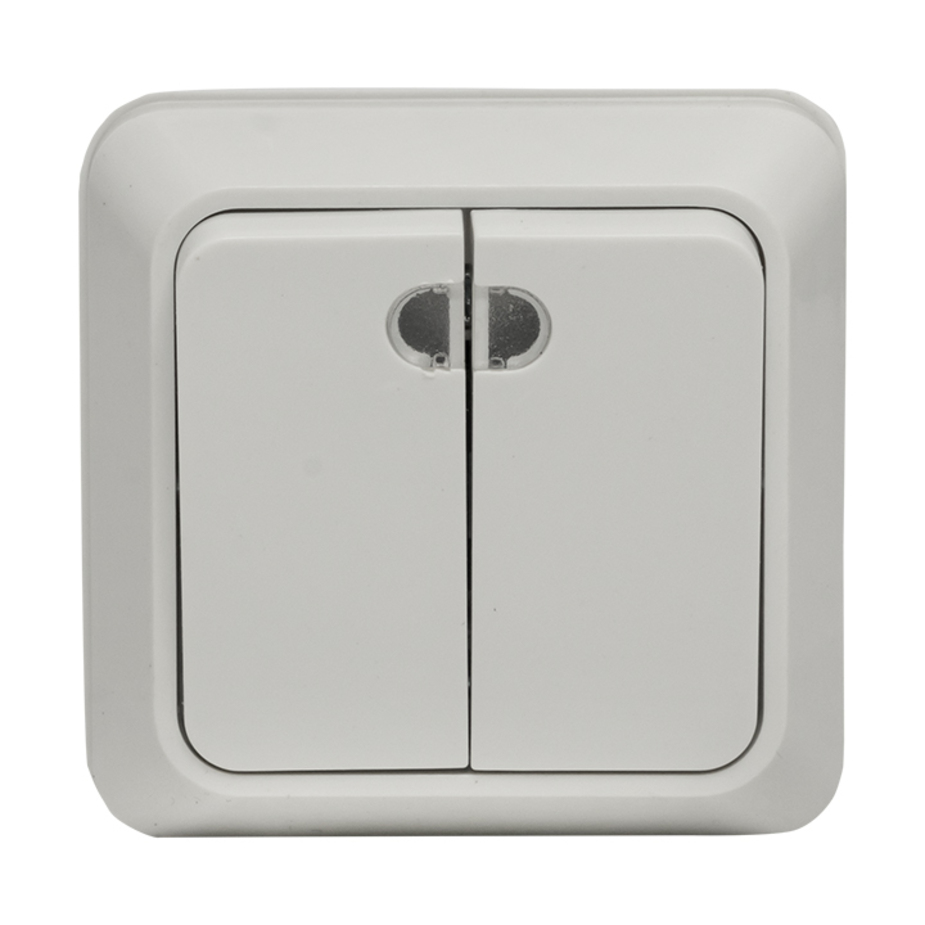 Выключатель EKF Рим ENV10-123-10 двухклавишный открытая установка белый ...