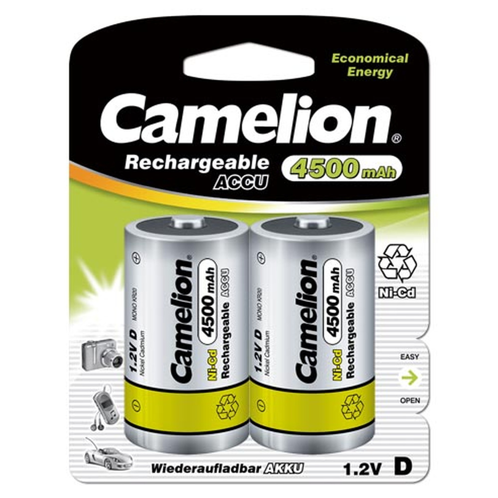 

Аккумулятор Camelion (NC-D4500BP2) D 1,2 В 4500 мАч металл (2 шт.)