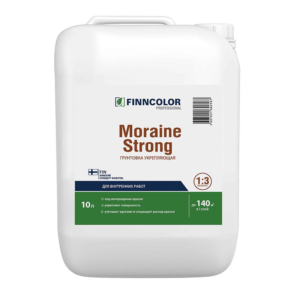 Грунт Finncolor Moraine Strong укрепляющий 10 л концентрат 1:3 грунт finncolor moraine strong укрепляющий 10 л концентрат 1 3