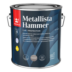 Краска по ржавчине Tikkurila Metallista Hammer серебристая база HС молотковая глянцевая 2,3 л
