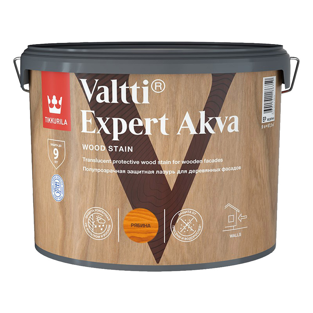 Антисептик Tikkurila Valtti Expert Akva декоративный для дерева рябина 9 л tikkurila valtti log рябина 9 л