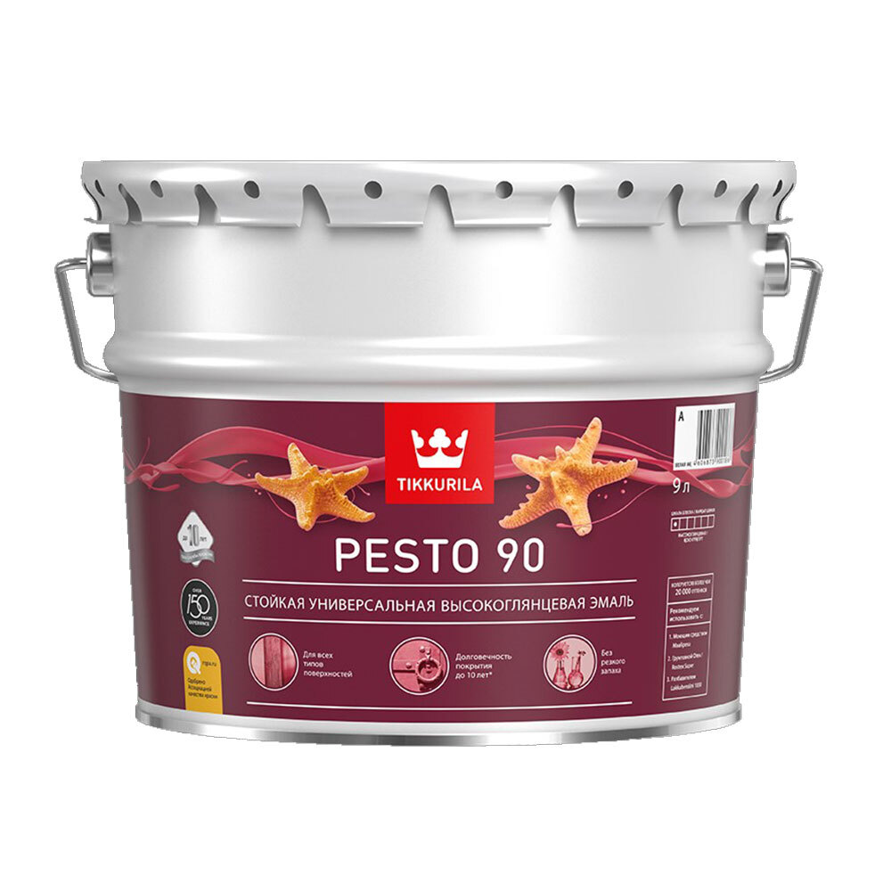 фото Эмаль алкидная tikkurila pesto 90 база а глянцевая 9 л