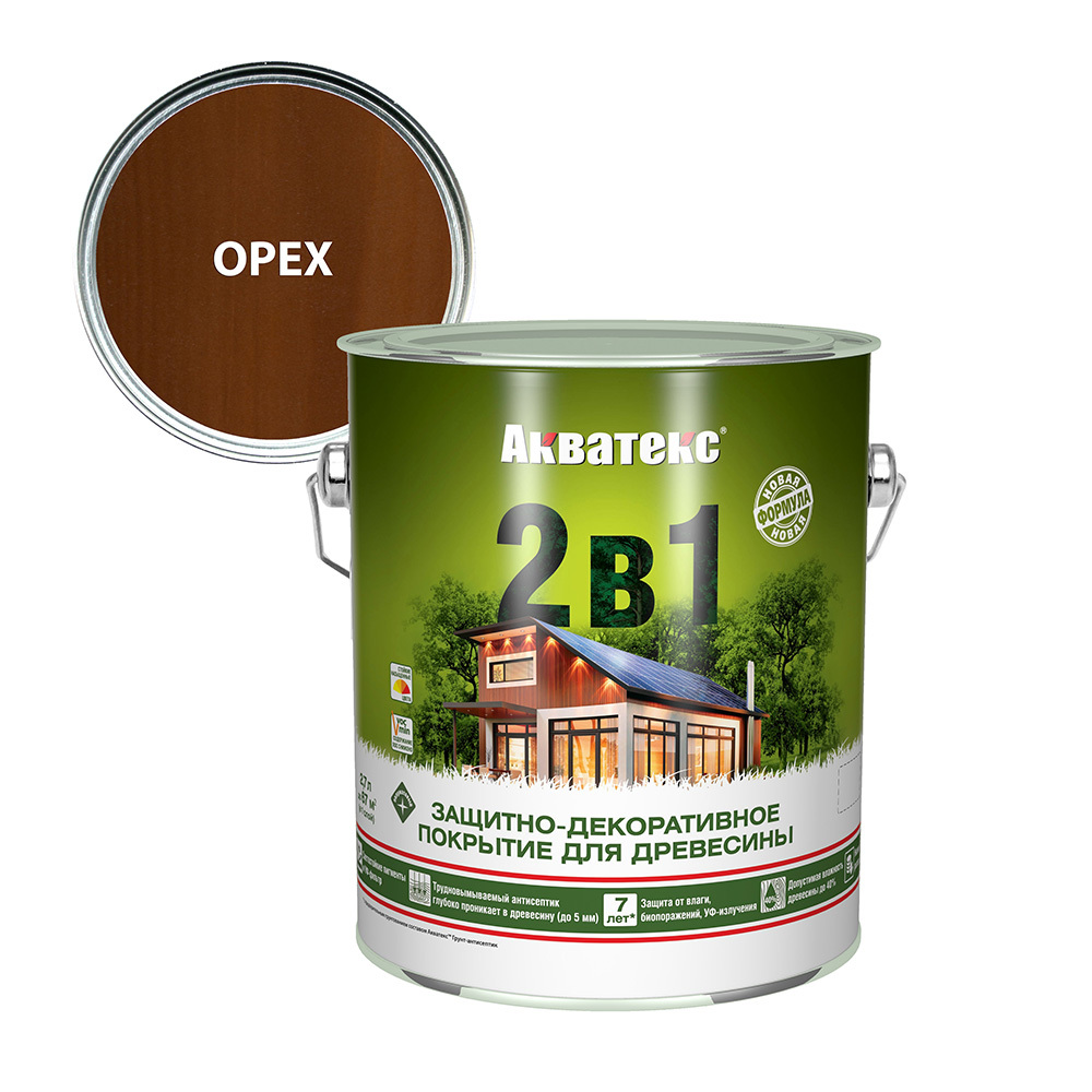 Антисептик Акватекс 2 в 1 биозащитный для дерева орех 2,7 л