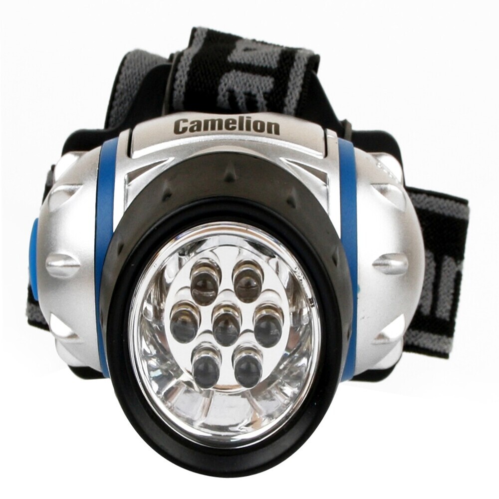 Фонарь налобный Camelion (LED5310-7F3) светодиодный 7 LED на батарейках AAA пластик 3 режима батарейка солевая camelion super heavy duty крона 9v упаковка 6f22 sp1g