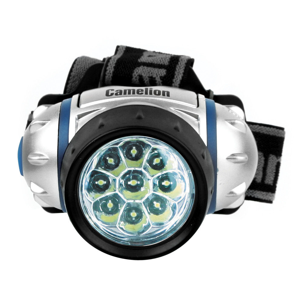Фонарь налобный Camelion (LED5317-9Mx) светодиодный 9 LED на батарейках AAA пластик 4 режима фонарь ручной светодиодный электрический алюминиевый camelion led51530 чёрный
