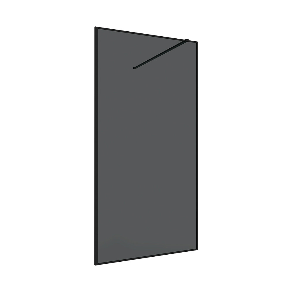 фото Душевая перегородка walk in ulitka prisma черная 100х195 см стекло тонированное 6 мм