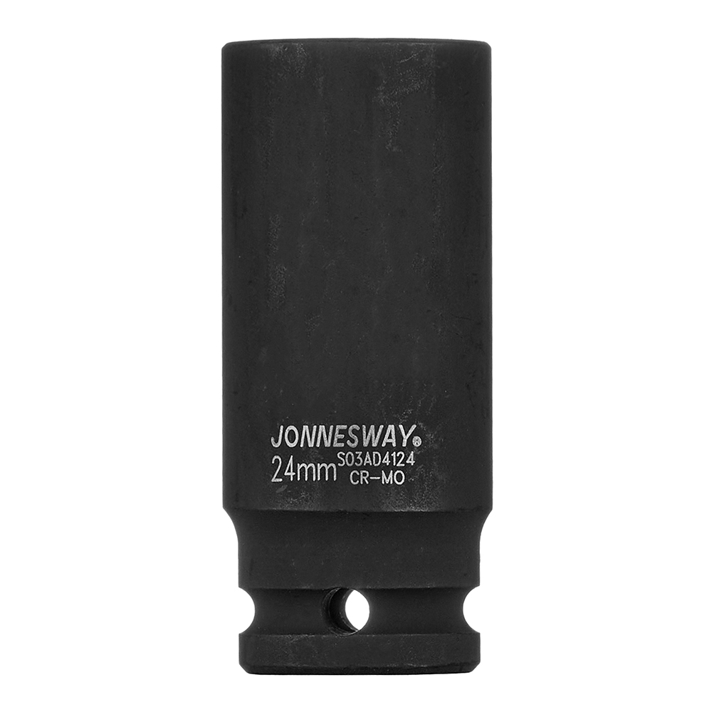 Головка торцевая ударная Jonnesway 1/2 для пневмоинструмента 24 мм глубокая (S03AD4124) jonnesway s03ad4112 торцевая головка ударная глубокая 12 dr 12 мм 1шт