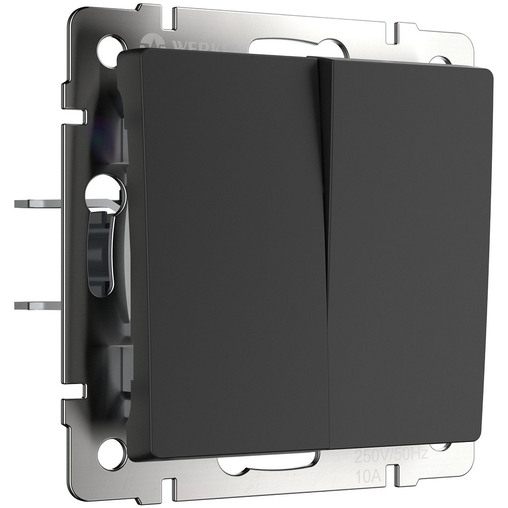 фото Выключатель werkel (a051628) двухклавишный скрытая установка черный матовый ip20