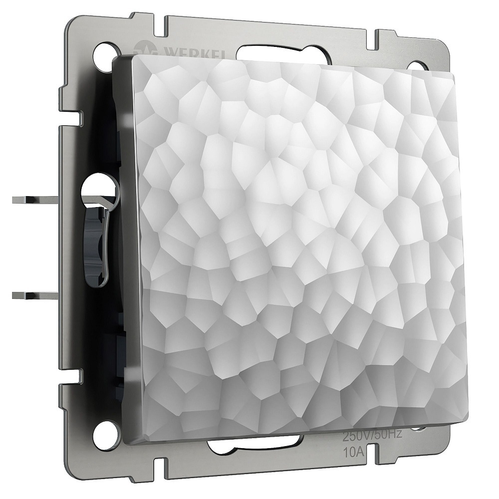 фото Выключатель werkel (a052079) одноклавишный скрытая установка серебро ip20 проходной
