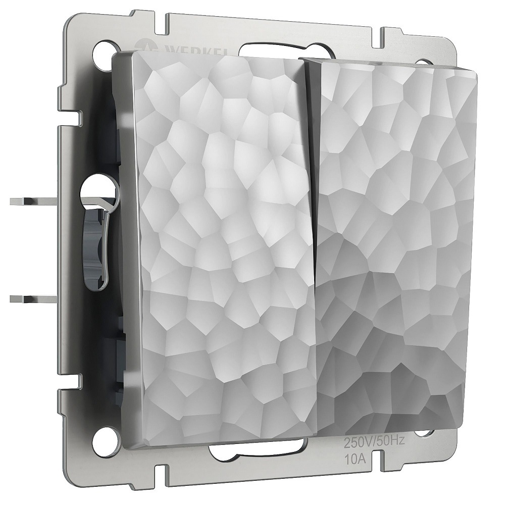 фото Выключатель werkel (a052084) двухклавишный скрытая установка серебро ip20 проходной
