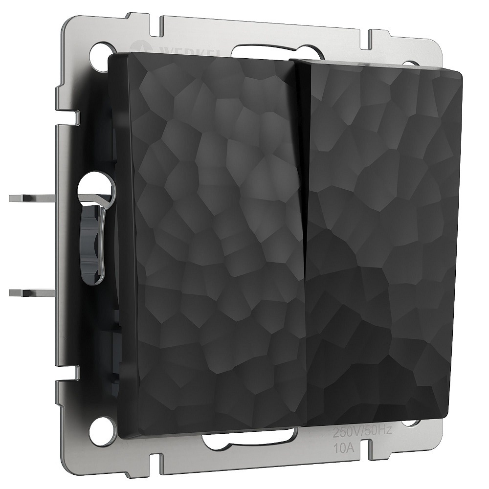 фото Выключатель werkel (a052059) двухклавишный скрытая установка черный ip20