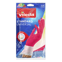 Перчатки хозяйственные резиновые Vileda Универсал с хлопковым напылением размер М