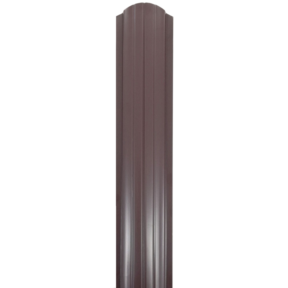 фото Евроштакетник односторонний полукруглый 0,45 мм 105х1500 мм коричневый ral 8017 фигурный срез таврос