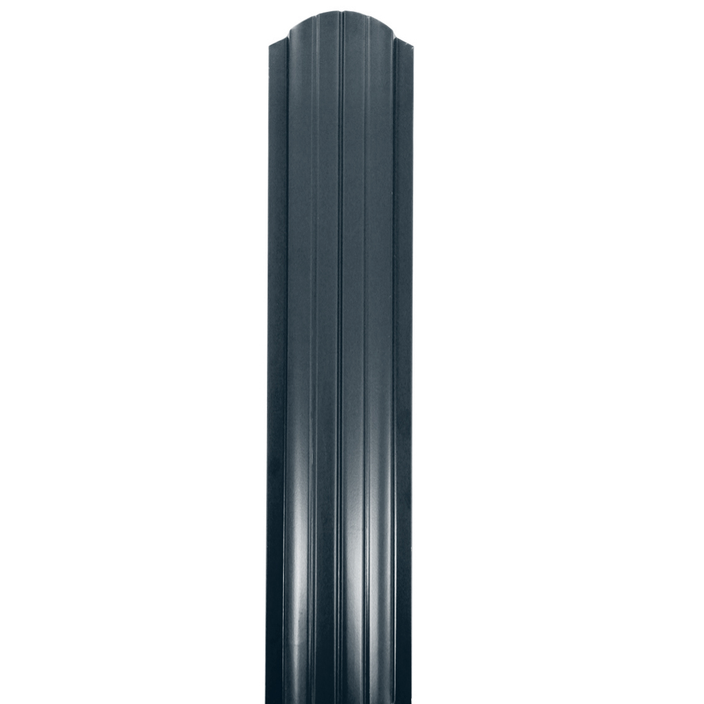 фото Евроштакетник односторонний полукруглый 0,45 мм 105х1500 мм графитовый серый ral 7024 фигурный срез таврос