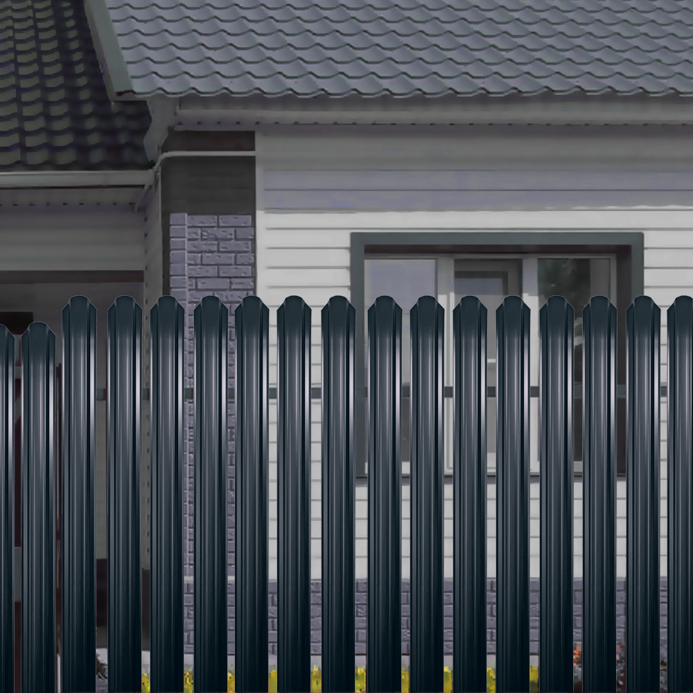 

Евроштакетник односторонний П-образный 0,45 мм 118х1500 мм графитовый серый RAL 7024 фигурный срез