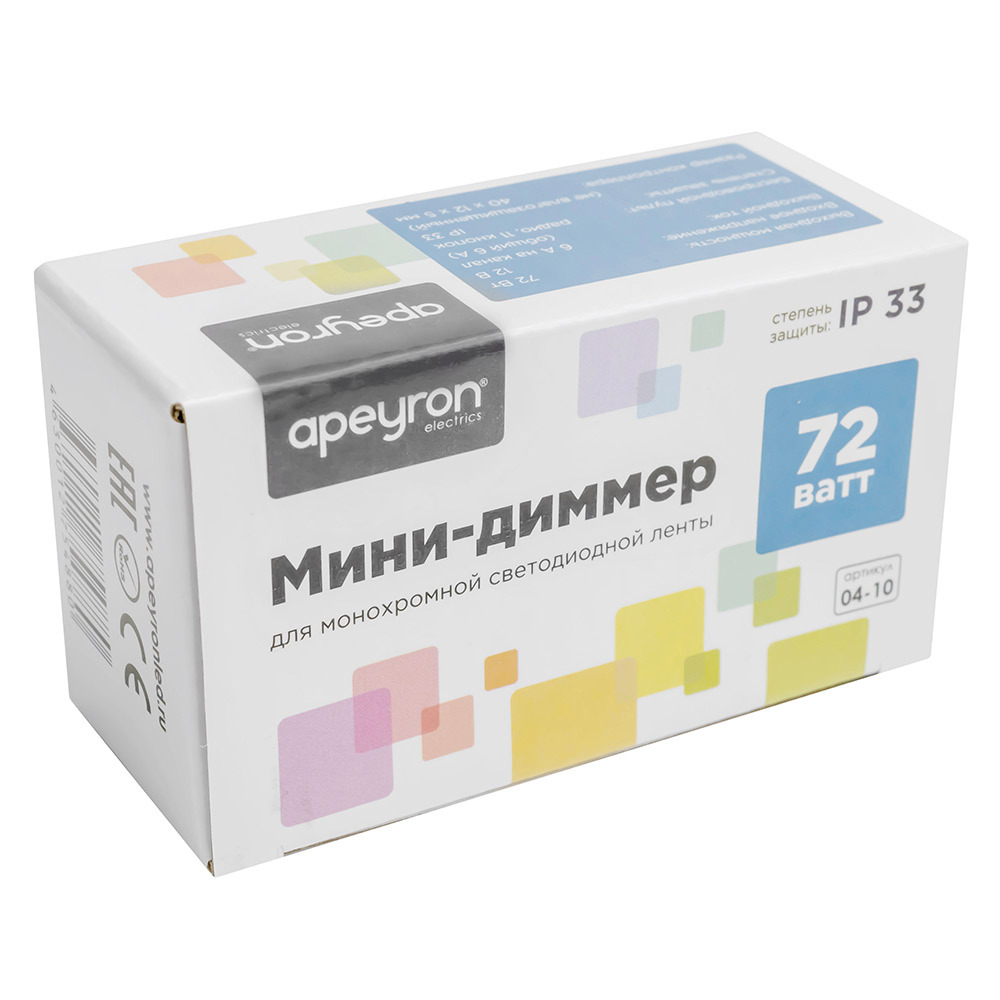 

Диммер для светодиодной ленты 12/24 В 288/576 Вт IP20 с пультом Apeyron (04-31), Черный