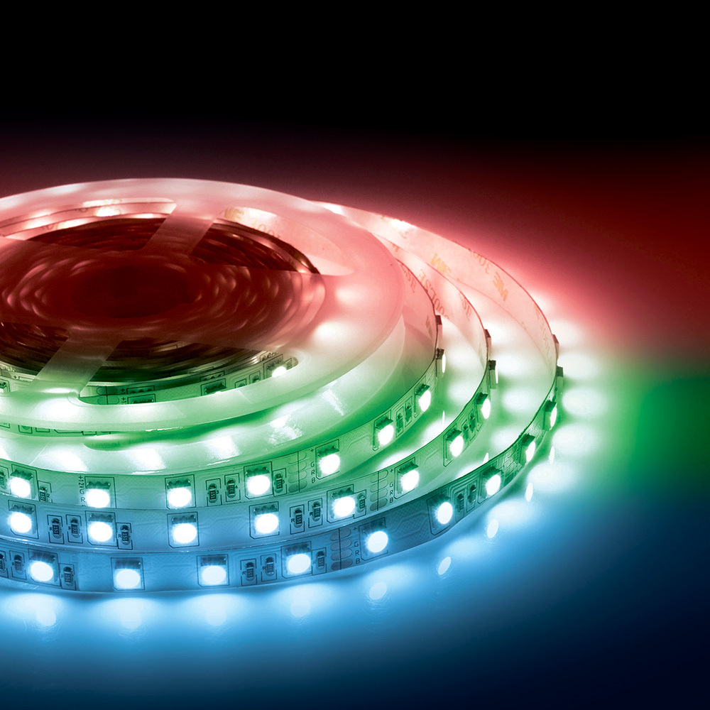 

Лента светодиодная SMD 5050 RGB свет 24 В 15 Вт/м 5 м IP20 Apeyron (148КП)