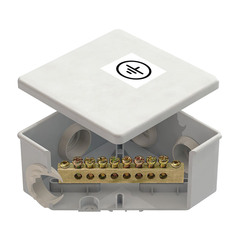 Коробка уравнивания потенциалов Greenel (GE41360) для открытой установки 85х85х40 мм 6 вводов серая IP44 с крышкой атмосферостойкая