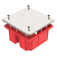 Коробка распределительная Greenel (GE41001) для скрытой установки в бетон 92х92х45 мм 10 вводов красная IP20 с крышкой с саморезами