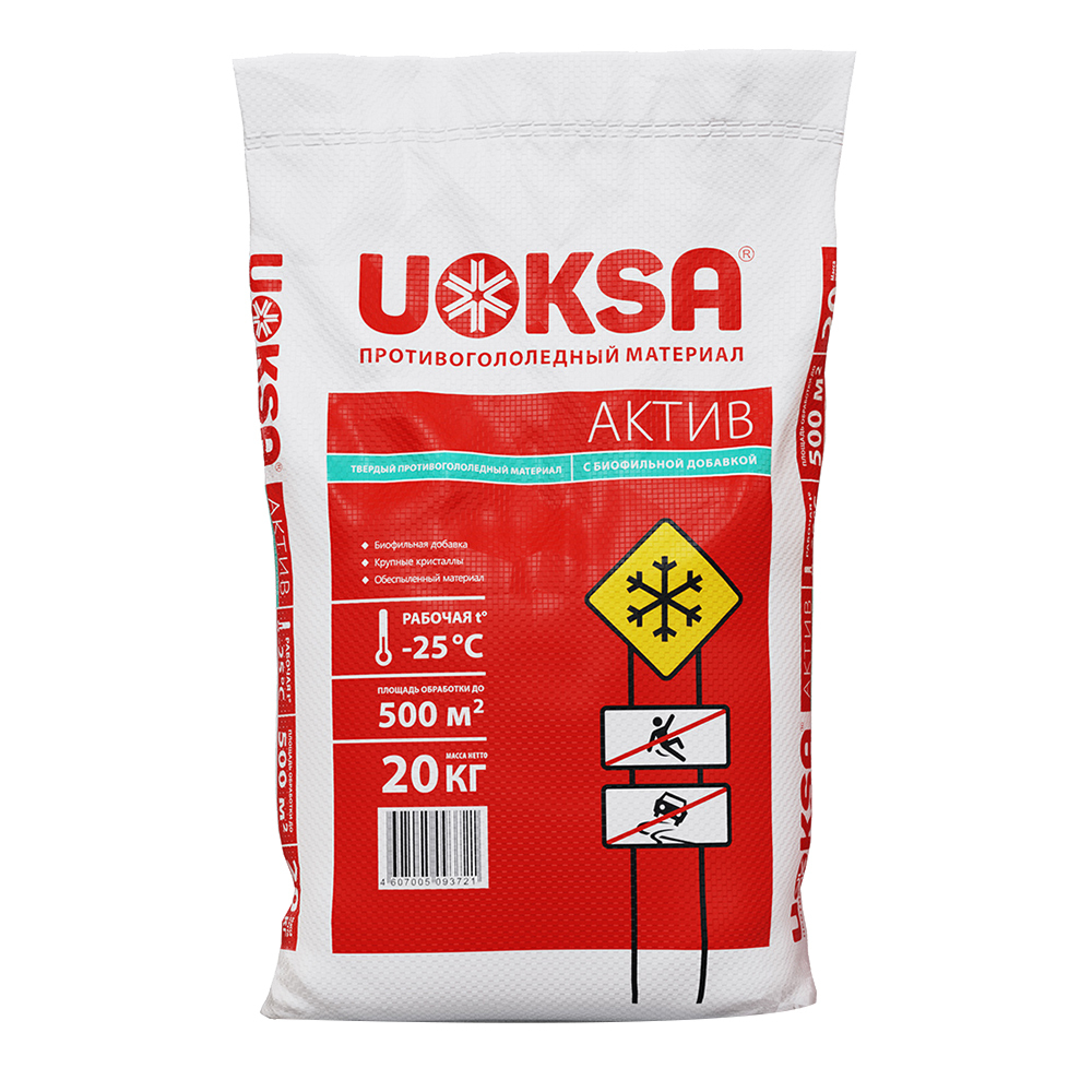 фото Реагент противогололедный uoksa актив -25 °с 20 кг с биофильной добавкой