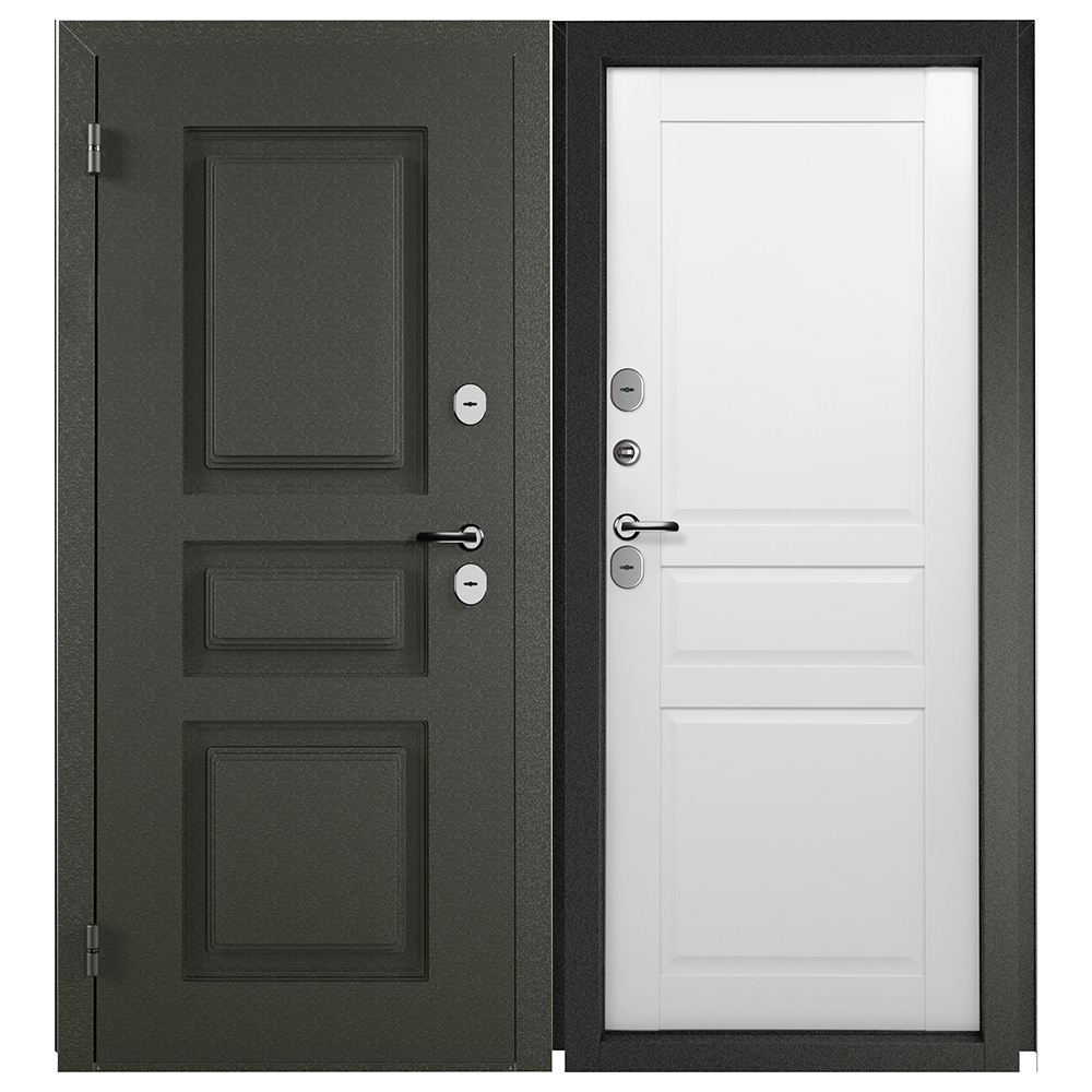 Дверь входная с терморазрывом Промет Норд левая букле графит - нубук белый 980х2050 мм
