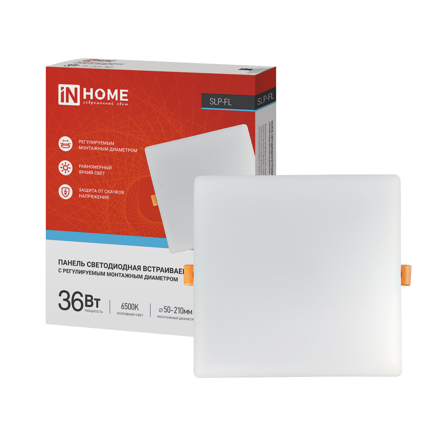 

Светильник встраиваемый светодиодный белый 24 Вт 6500К IP20 IN HOME SLP-FL (4690612041827)