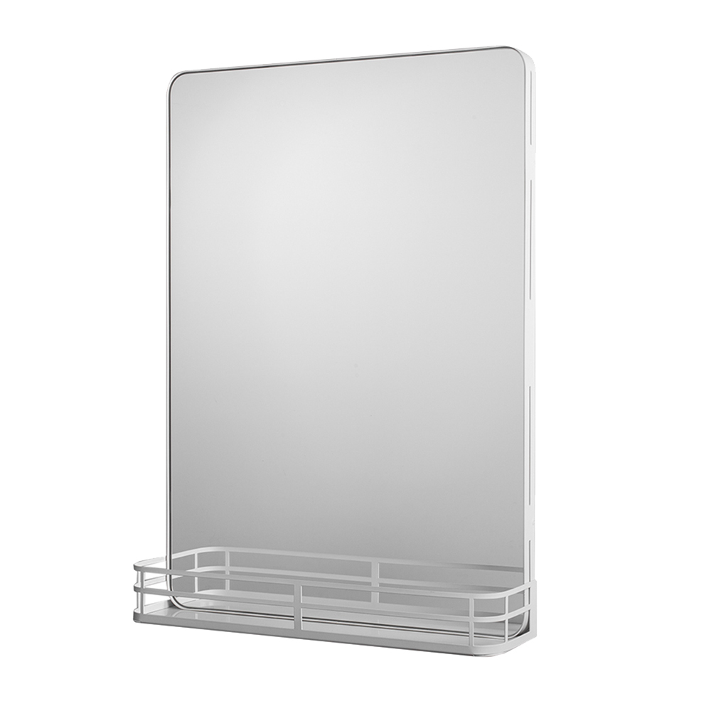 Зеркало с полкой 50х70 см в раме белой Ulitka Malta зеркало для ванной аркада люкс 40х60 см с полкой фацетом 10 мм
