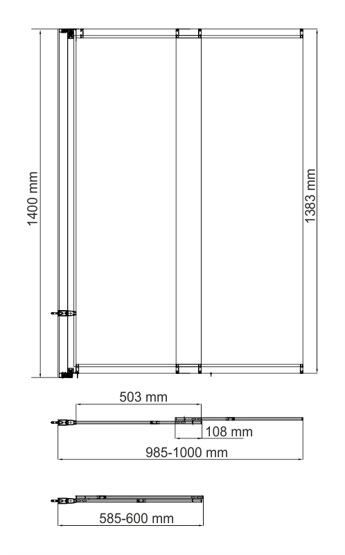 

Шторка на ванну распашная 100х140х0,6 см профиль черный WasserKraft Dill 61S (61S02-100)