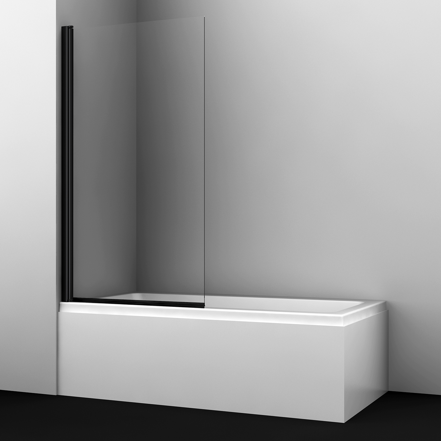 фото Шторка для ванной стеклянная прозрачная 80х140х0,6 см распашная профиль черный wasserkraft berkel 48p (48p01-80black)