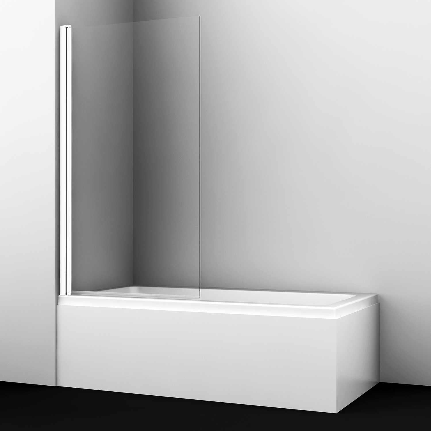 фото Шторка для ванной стеклянная прозрачная 80х140х0,6 см распашная профиль белый wasserkraft berkel 48p (48p01-80white)