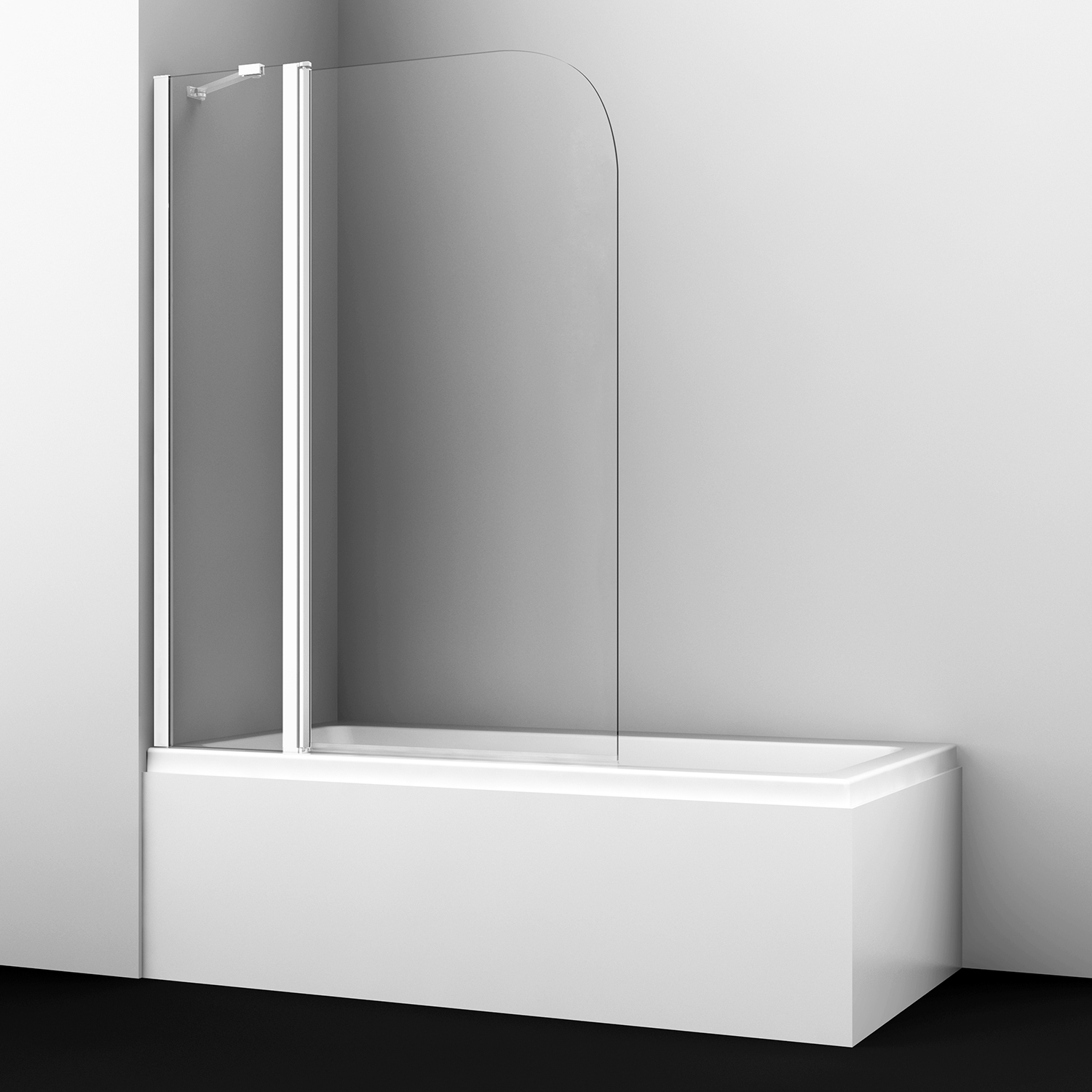 фото Шторка для ванной стеклянная прозрачная 110х140х0,6 см распашная профиль белый wasserkraft leine 35p (35p02-110white fixed)