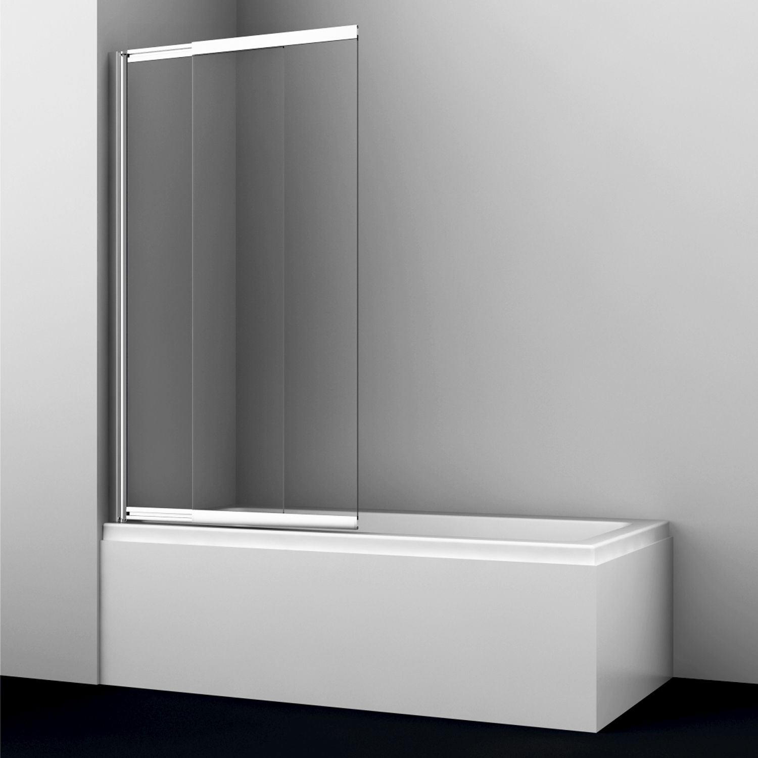 фото Шторка для ванной стеклянная прозрачная 80х140х0,6 см раздвижная профиль серебро wasserkraft main 41s (41s02-80)