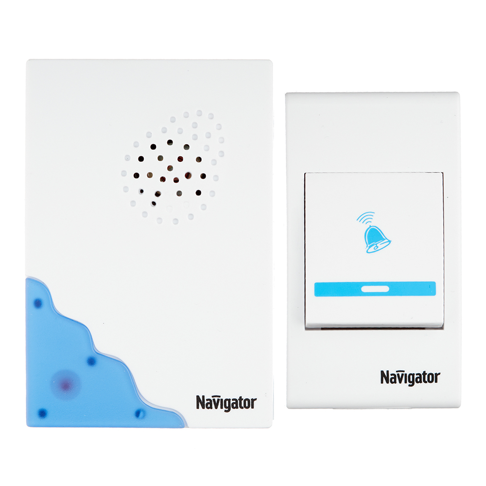 Звонок Navigator (612676) беспроводной с кнопкой 36 мелодий белый звонок feron 23689 беспроводной с кнопкой 36 мелодий белый синий