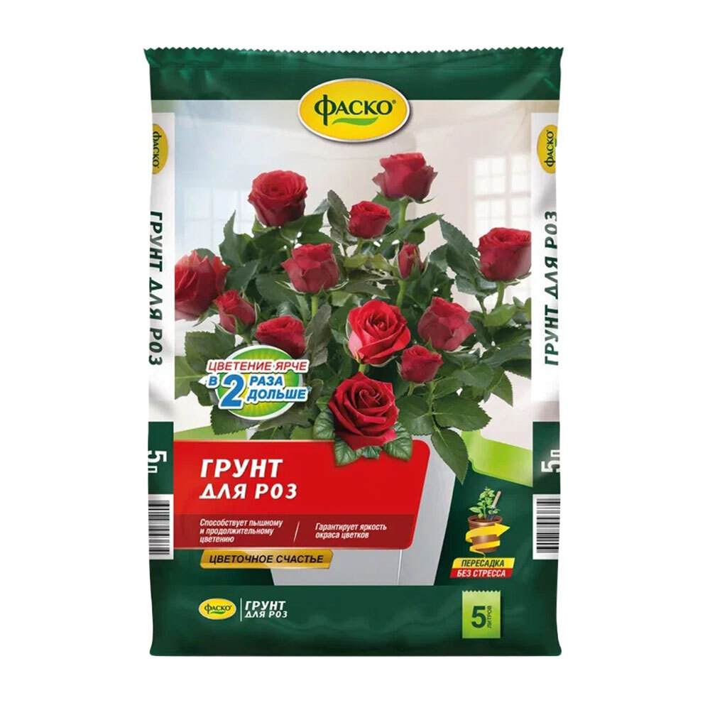 грунт для роз фаско цветочное счастье 5 л Торфогрунт Фаско Цветочное счастье для роз 5 л