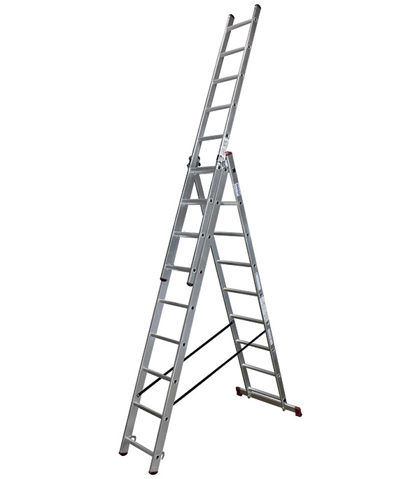 Лестница алюминиевая трансформер трехсекционная 9 ступеней Krause универсальная прямая лестница 2 5 м многофункциональная складная лестница алюминиевая лестница домашняя подъемная лестница прямая лестница инженерна