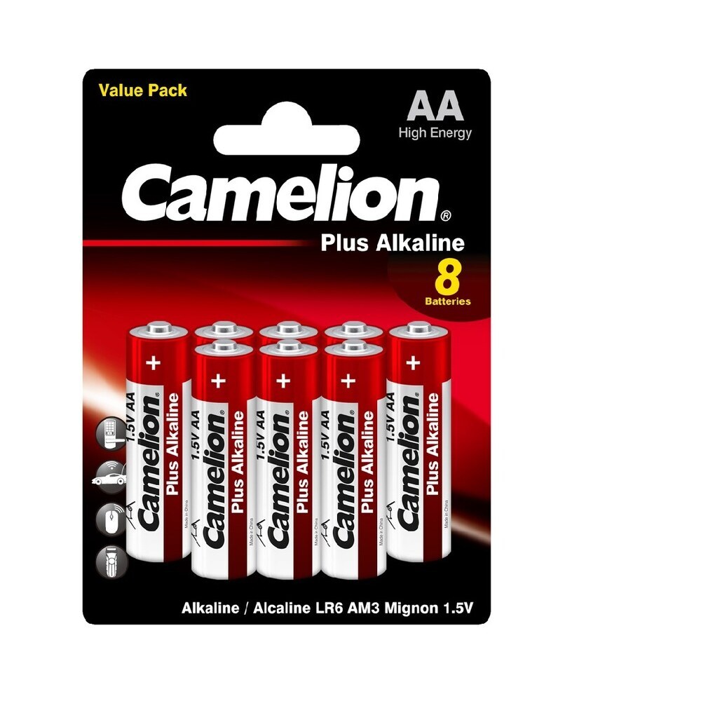 батарейка аа camelion plus alkaline lr6 bp5 3 8 штук Батарейка Camelion Plus Alkaline (LR6-BP53) АА пальчиковая LR6 1,5 В (8 шт.)