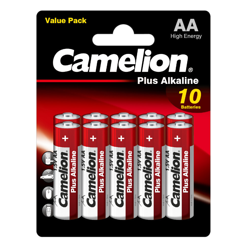 Батарейка Camelion Plus Alkaline (LR6-BP10) АА пальчиковая LR6 1,5 В (10 шт.) батарейка camelion аа lr6 bp10 alkaline plus алкалиновая 1 5 в блистер 10 шт 14854