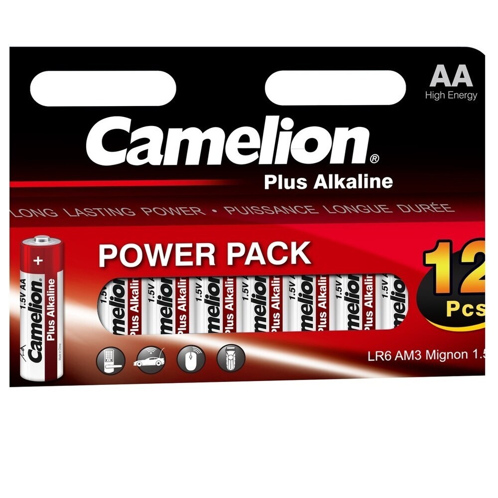 Батарейка Camelion Plus Alkaline (LR6-HP12) АА пальчиковая LR6 1,5 В (12 шт.) plus alkaline sp8 lr6 lr6 sp8 пальчиковая батарейка аа 1 5в camelion 14862 192 шт