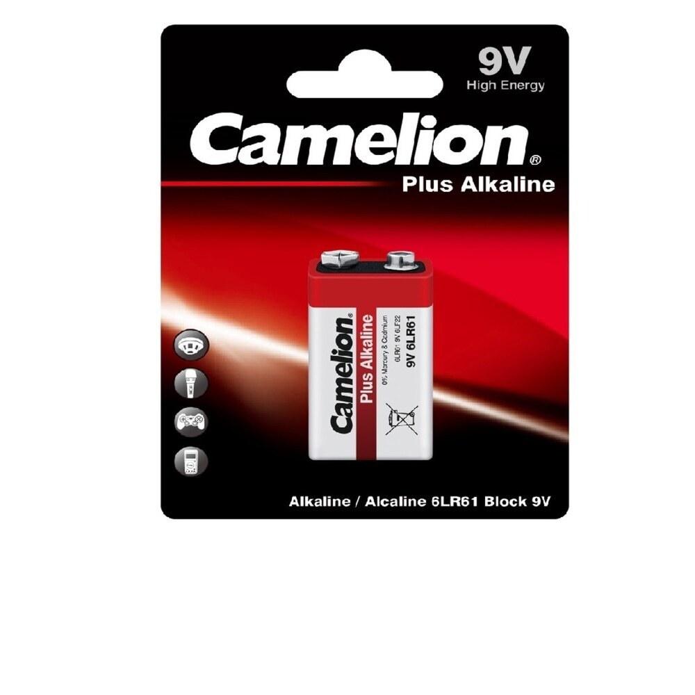 Батарейка Camelion Plus Alkaline (6LR61-BP1) крона 6LR61 1,5 В (1 шт.) батарейка camelion plus alkaline 6lr61 bp1 9v 550mah 1шт
