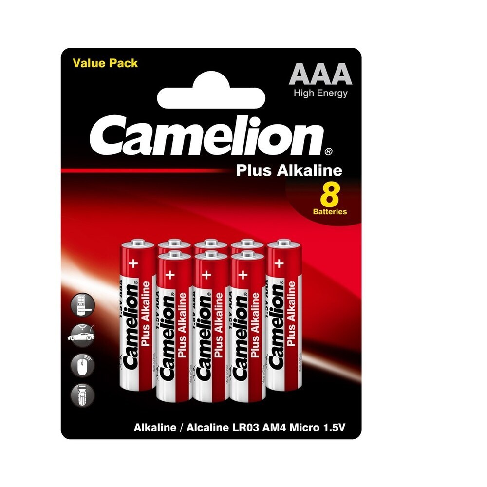 Батарейка Camelion Plus Alkaline (LR03-BP53) ААА мизинчиковая LR03 1,5 В (8 шт.) батарейка ergolux ааа lr03 r3 alkaline алкалиновая 1 5 в коробка 12 шт