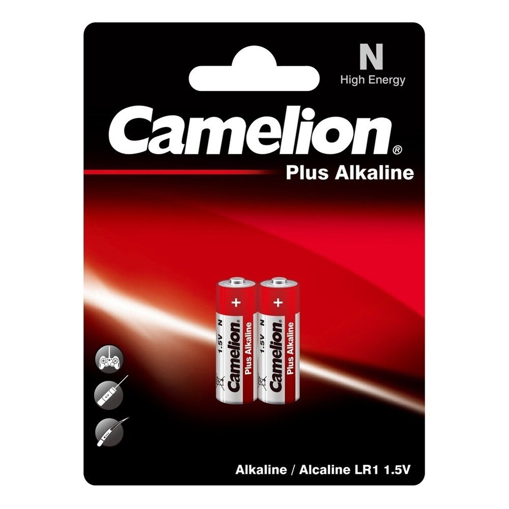 Батарейка Camelion Plus Alkaline (LR1-BP2) LR1 1,5 В (2 шт.) батарейки алкалиновые 2605 camelion r1 bp2 lr1 тип n mn9100 1 5в 750мач 2шт