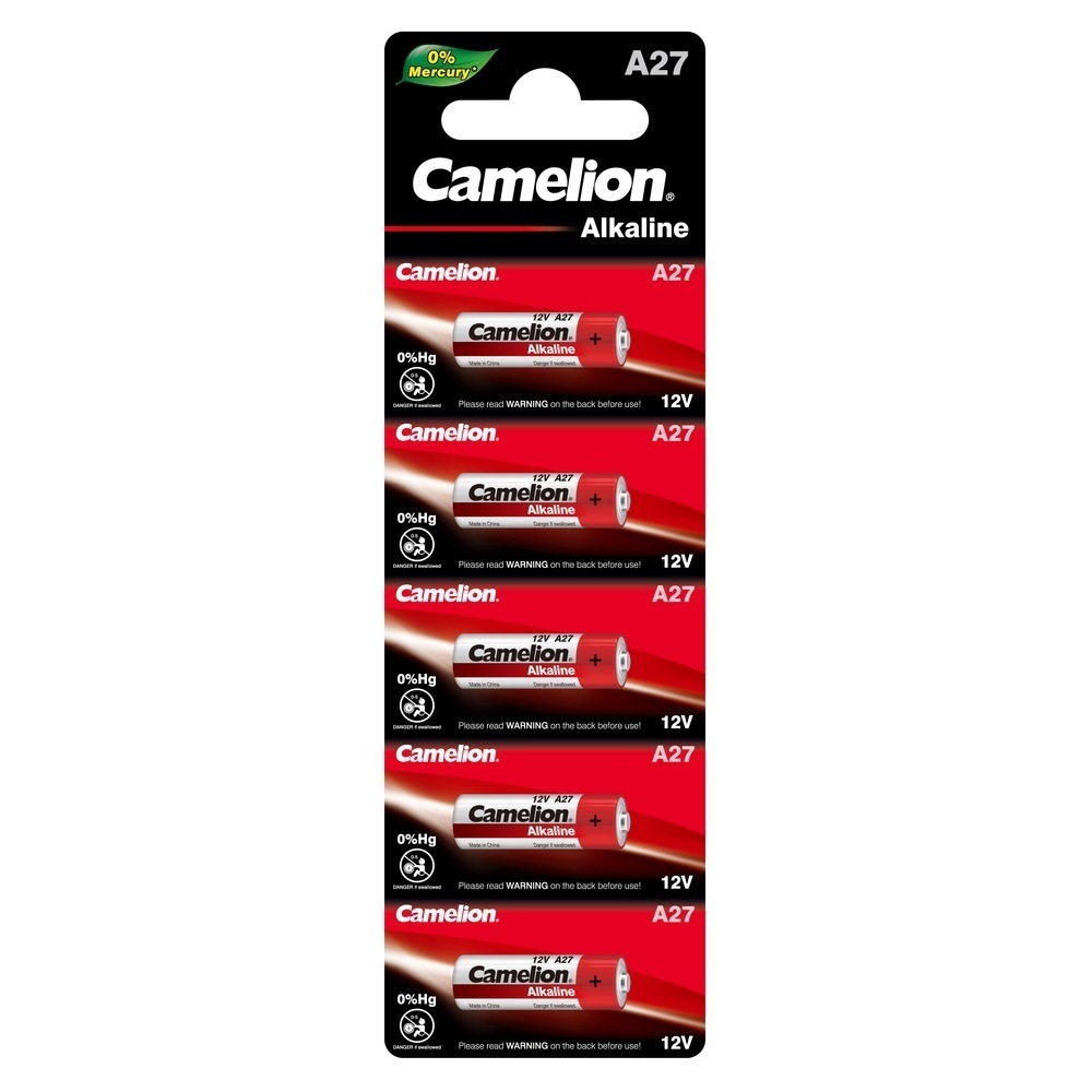 Батарейка Camelion Mercury Free (A27-BP5Hg) таблетка A27 1,5 В (5 шт.) элемент питания алкалиновый для пультов сигнализаций lr27a mercury free a27 bp1 12в bl 1 блист 1шт camelion 12829 7 упак