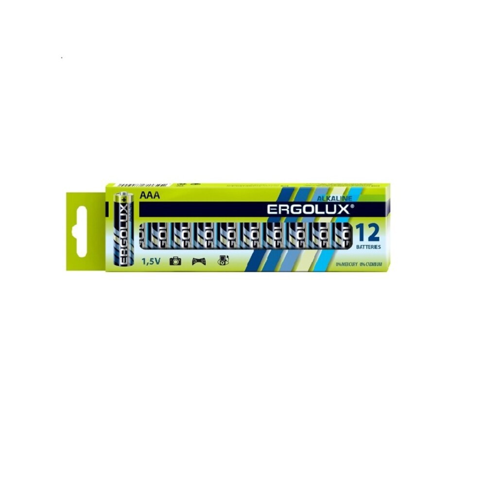 Батарейка Ergolux BP12 (LR03BP-12) ААА мизинчиковая LR03 1,5 В (12 шт.) ergolux lr03 alkaline bp 12 lr03 bp 12 батарейка 1 5в 12 шт в уп ке