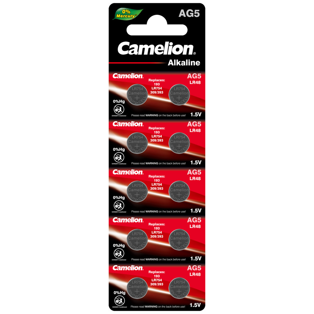 Батарейка Camelion Mercury Free (AG5-BP10) таблетка G5 1,5 В (10 шт.) camelion g13 bl 10 mercury free ag13 bp10 0%hg 357a lr44 a76 батарейка для часов 10 шт в уп ке