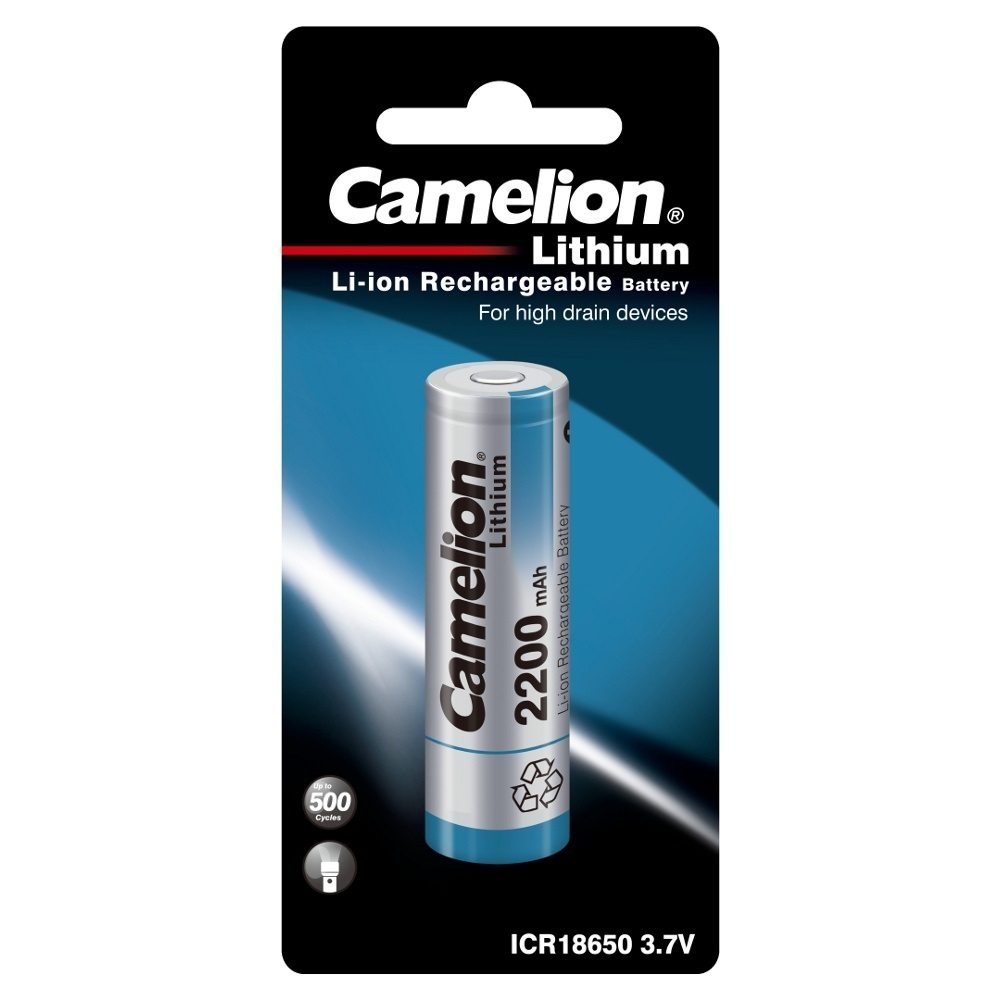 

Аккумулятор Camelion ICR18650 3,7 В Li-Ion 2000 мАч (ICR18650F-22BP1)