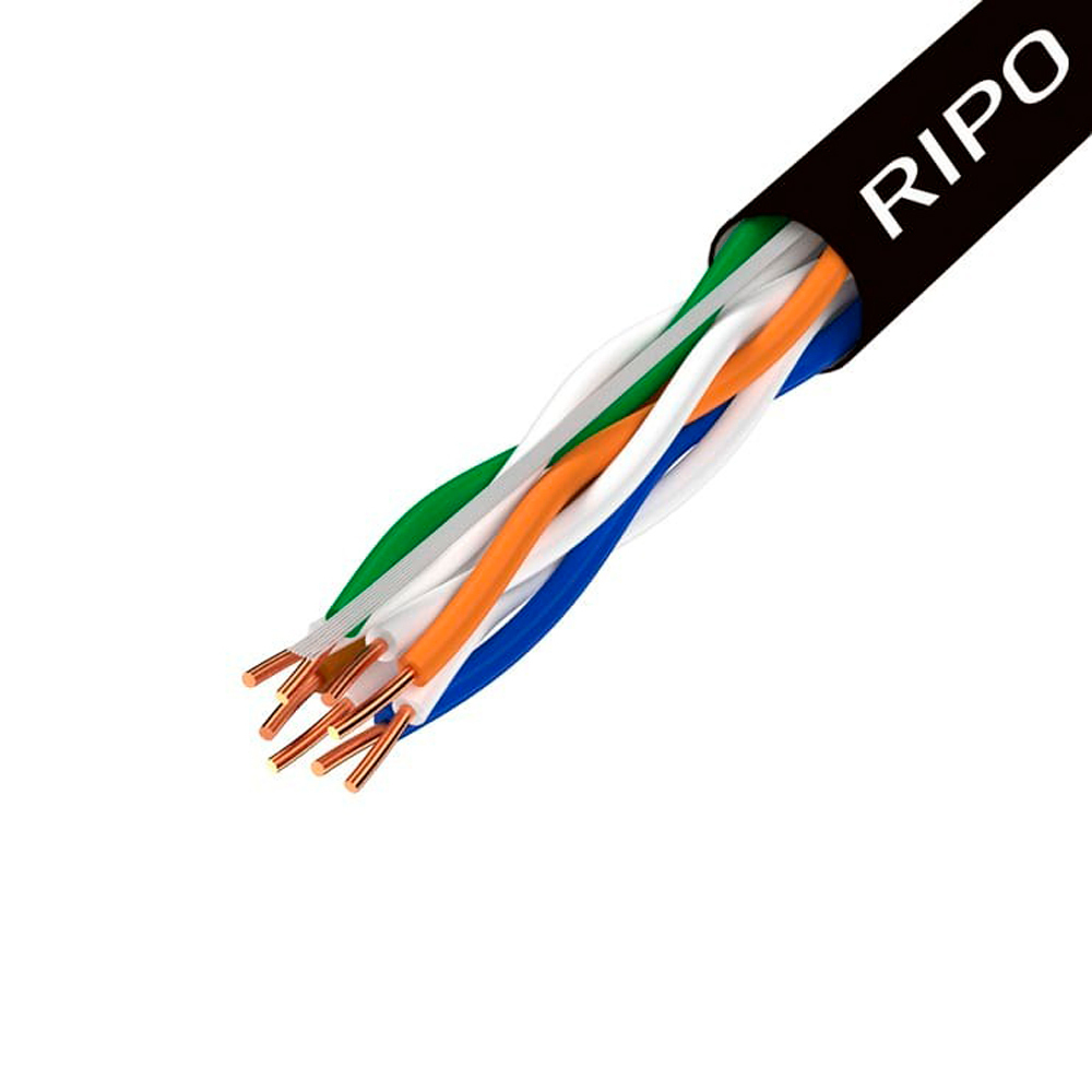 Интернет-кабель уличный (витая пара) UTP CAT5e 4х2х0,46 мм Ripo черный (305 м) интернет кабель витая пара utp cat5e lan 540 4х2х0 51 мм cavel 300 м