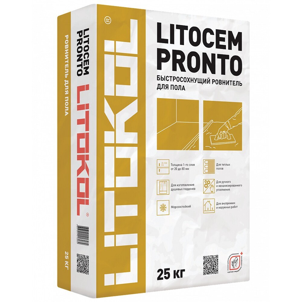 фото Ровнитель (стяжка пола) первичный litokol litocem pronto быстротвердеющий 25 кг